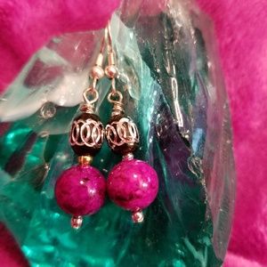 Hot Pink and Black Earrings